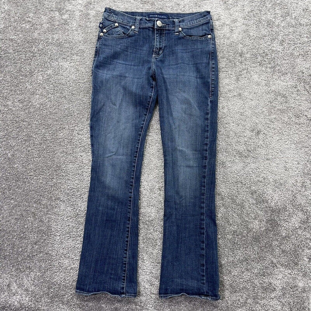 Rock & Republic Jeans Women 12 Medium Kasandra Stretch Bootcut Western 30x31.5